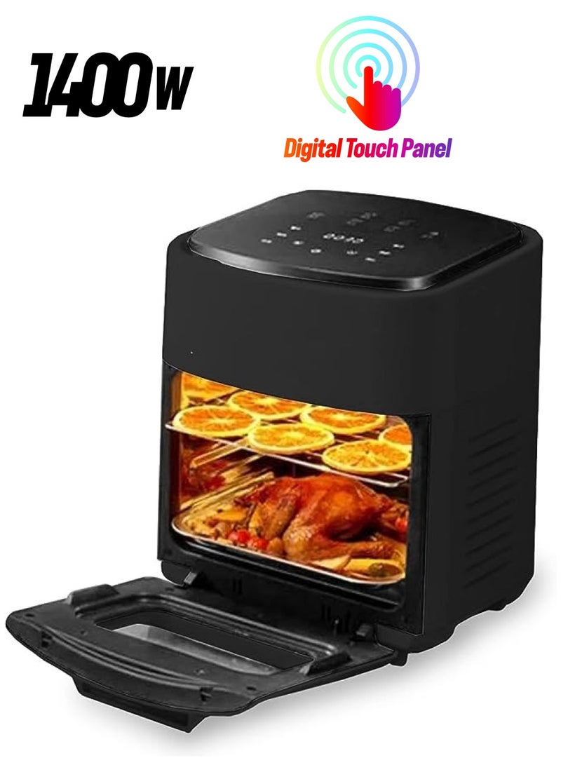 vesus Air Fryer Oven, 1400W Electric Air Fryer Toaster Oven, Family Rotisserie Oven with Digital LCD Touch Screen,6-in-1 Presets for Baking, Roasting, Dehydrating with Bake Accessories. (Black-B) - Image 1