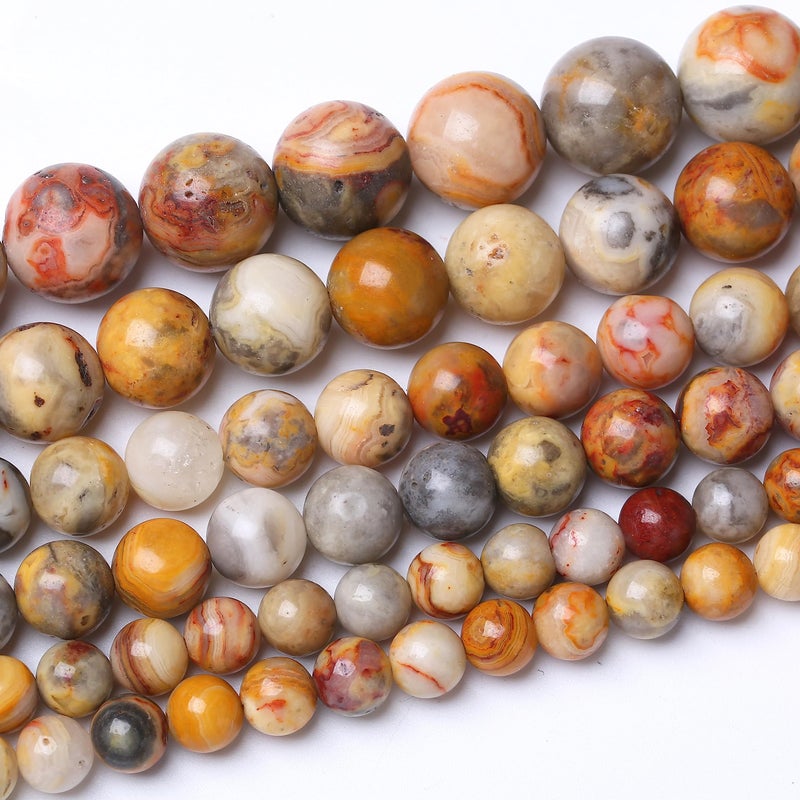 45PCS 8MM Natural Crazy Lace Agate Beads Round Loose Stone Beads for Jewelry Making DIY Energy Stone Healing Power Bracelet 15
