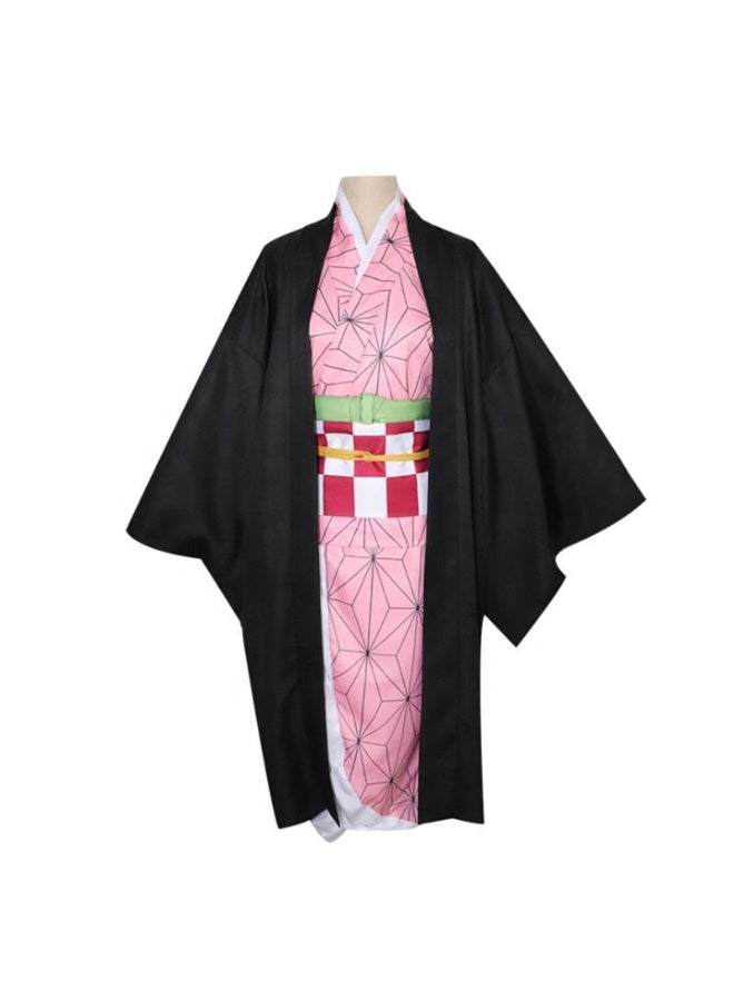 Home Smart Nezuko Costume for Girls | 7 PCs Costume Dress with Other Accessories Ideal for Halloween, Cosplay, and Theme Party Perfect Gift for Girls - Image 1