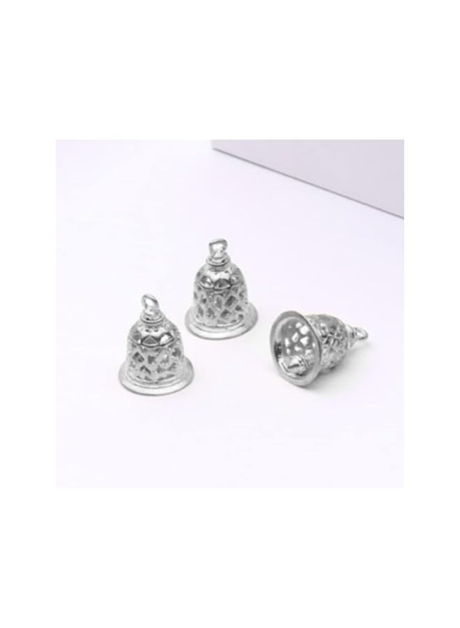 The Bros Mini Craft Bells Brass Golden Charms Pendants for Jewelry Making Bag Accessories Vintage Decor,12PCS (Silver, 12.5 x 10 mm) - Image 4