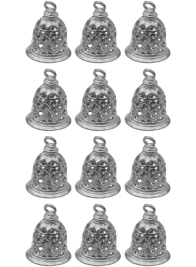 The Bros Mini Craft Bells Brass Golden Charms Pendants for Jewelry Making Bag Accessories Vintage Decor,12PCS (Silver, 12.5 x 10 mm) - Image 1