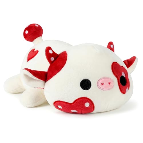 Onsoyours Cute Cow Plushie Soft Stuffed Mushroom Love Cow Squishy Plush Animal Toy Pillow Gift for Kids Red Mushroom Cow 12 - Image 1