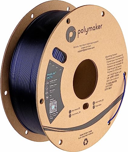 Polymaker PolyLite 3D Printer PETG Filament Translucent Blue 175mm 1kg Legacy PETG Formula Reliable Everyday Filament Strong Layer Bonding Compatible with Most 3D Printers - Image 1