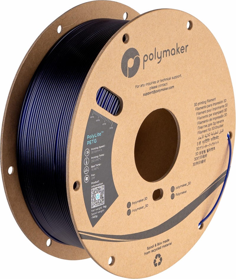 Polymaker PolyLite 3D Printer PETG Filament Translucent Blue 175mm 1kg Legacy PETG Formula Reliable Everyday Filament Strong Layer Bonding Compatible with Most 3D Printers - Image 2