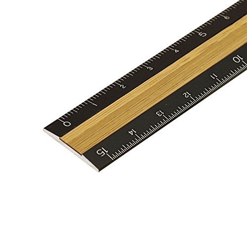 Midori DESIGNPHIL 42270006 Midori Ruler, Aluminum & Wood Ruler, 5.9 inches (15 cm), Black - Image 2