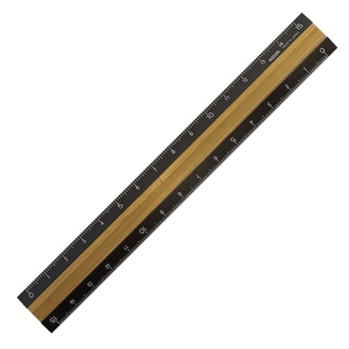 Midori DESIGNPHIL 42270006 Midori Ruler, Aluminum & Wood Ruler, 5.9 inches (15 cm), Black - Image 1