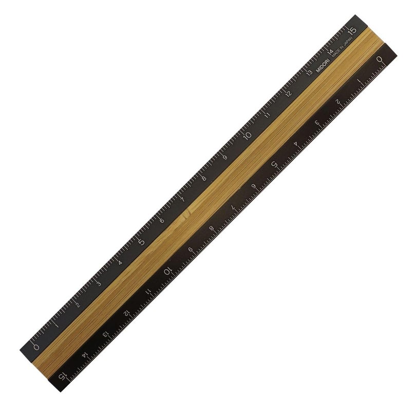 Midori DESIGNPHIL 42270006 Midori Ruler, Aluminum & Wood Ruler, 5.9 inches (15 cm), Black - Image 4