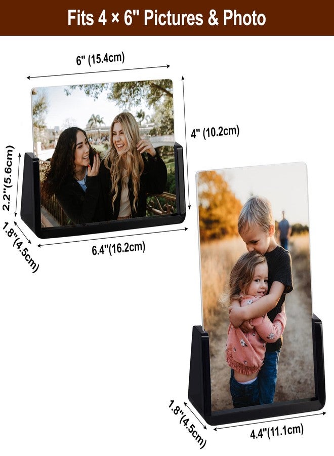 Boxalls 2 Pack Acrylic Picture Frames 4x6 with Translucent Black Base Stand, Frameless Photo Frame for Tabletop or Desktop Display ( Horizontal + Vertical) - Image 4