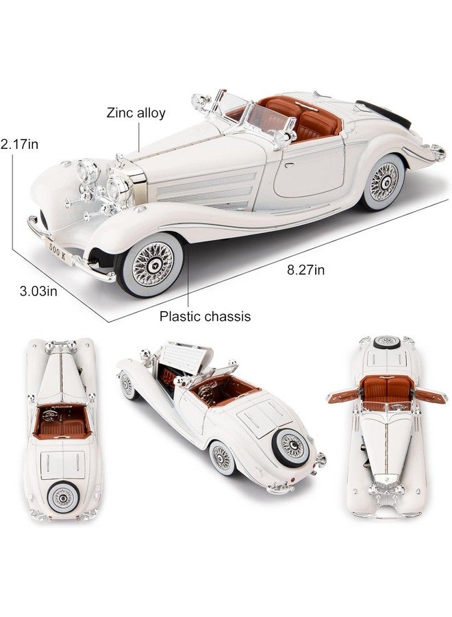 Magicwand® Die-Cast Zinc Alloy 1:24 Scale 1936 Merrc-Bennz Classic Large with 4 Openable Doors,Lights & Music & Working Steering【White】【Pack of 1】 - Image 5