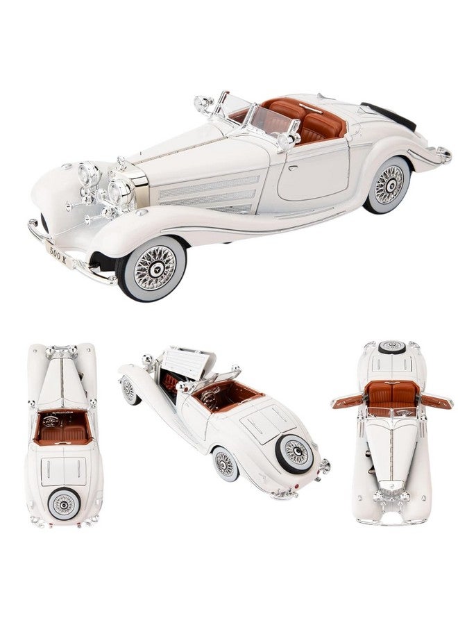 Magicwand® Die-Cast Zinc Alloy 1:24 Scale 1936 Merrc-Bennz Classic Large with 4 Openable Doors,Lights & Music & Working Steering【White】【Pack of 1】 - Image 1