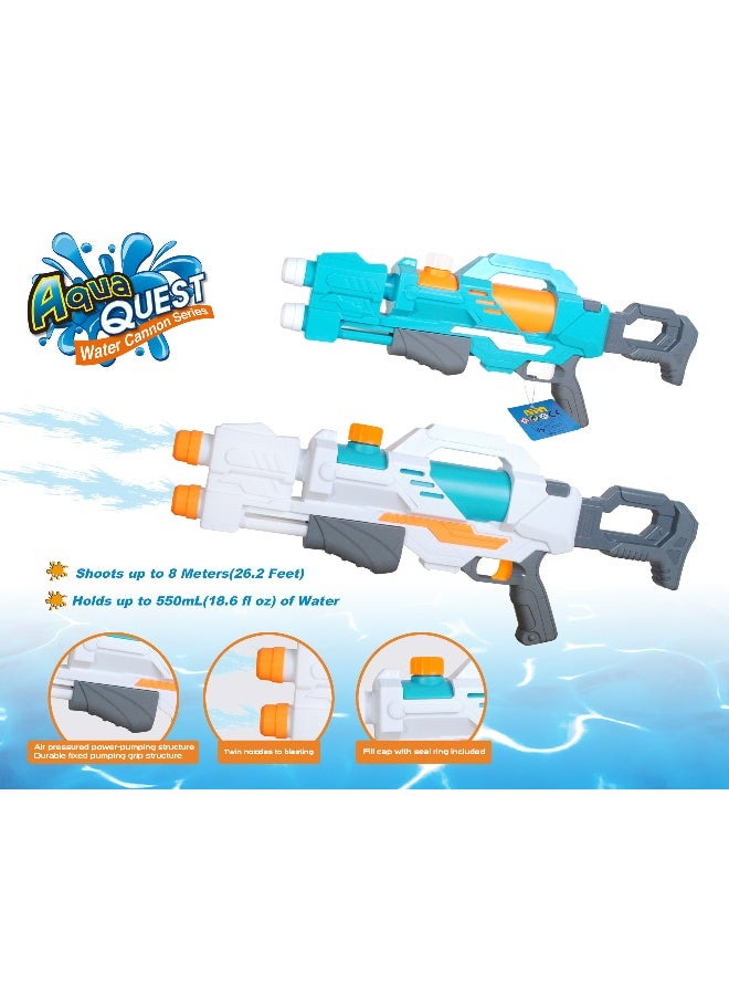 Mondo, Aqua Quest Water Toy Gun Double Nozzle , Assorted 1 Piece (Style & Color May Vary) Each Sold Separately Shoots upto 8 Meters Water Game Summer Toys Perfect gift for Kids and Toddlers, 58cm - Image 3