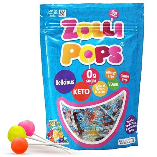 Zollipops Clean Teeth Pops Sugar Free Candy with Xylitol, Dye-Free Lollipops - Keto & Diabetic-Friendly, Dentist-Approved Treats for Kids (Natural Fruit Flavors, 6 oz) - Image 1