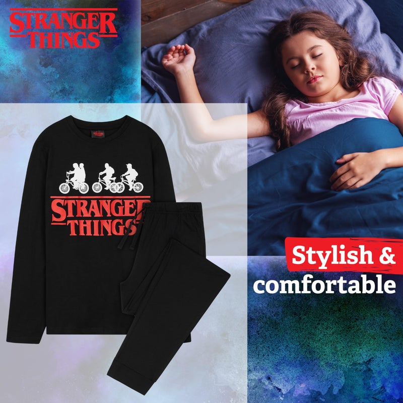 Stranger Things Pyjamas for Kids Teenagers - 2 Piece Long PJs Breathable Cosy Lounge Wear 9-15 Years - Gifts for Girls (Black, 13-14 Years) - Image 3