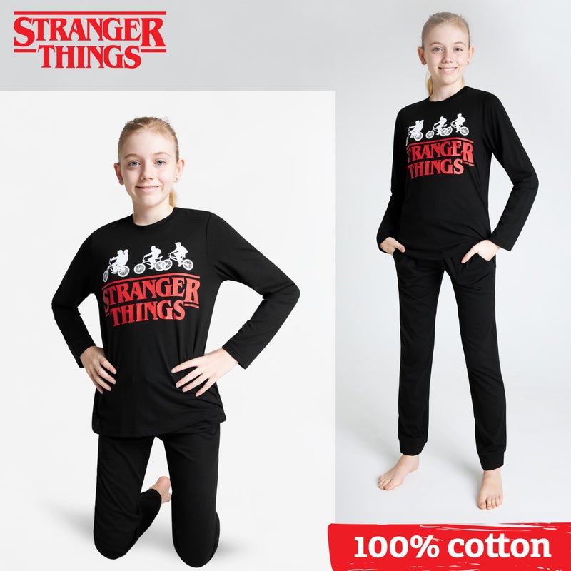 Stranger Things Pyjamas for Kids Teenagers - 2 Piece Long PJs Breathable Cosy Lounge Wear 9-15 Years - Gifts for Girls (Black, 13-14 Years) - Image 4