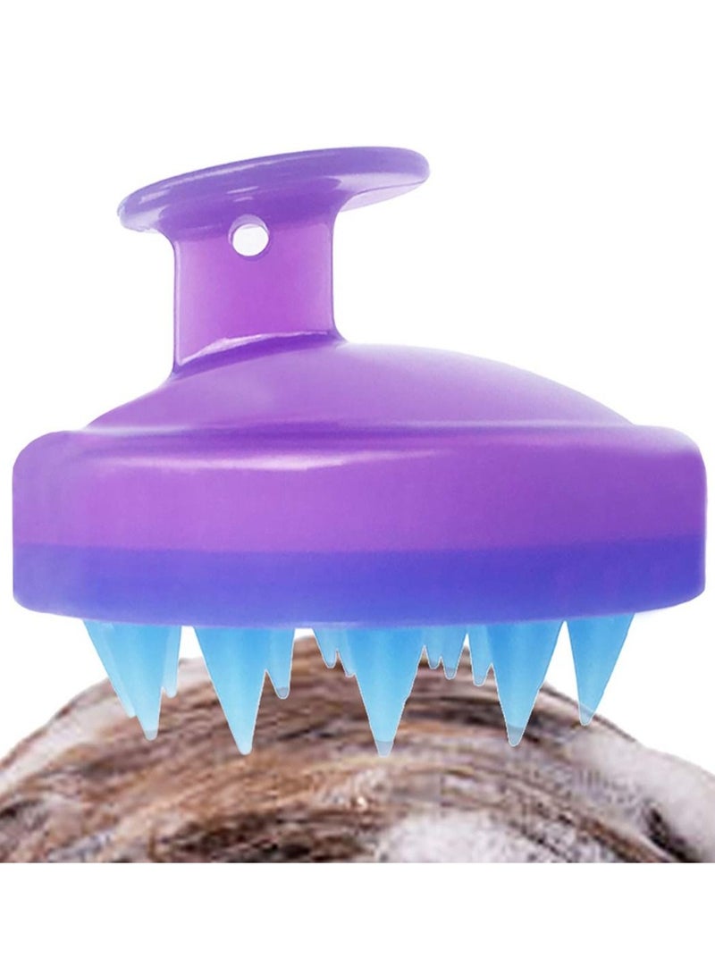ORiTi فرشاة يدوية لتدليك فروة الرأس للرطب والجاف، شعيرات سيليكون ناعمة للعناية بفروة الرأس وتعزيز نمو الشعر (أرجواني (قطعة واحدة)) - Image 1