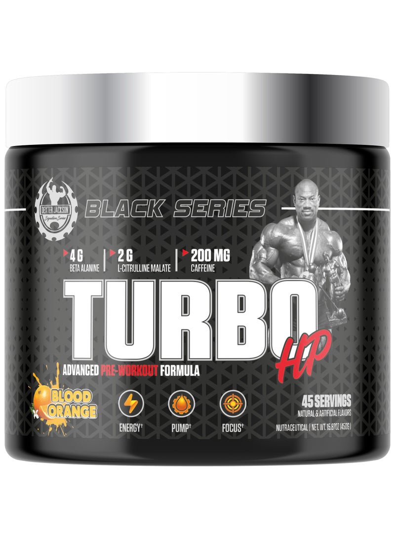 Dexter Jackson Black Series Turbo HP Pre Workout - Blood Orange, 450g (45 Servings) - Image 1