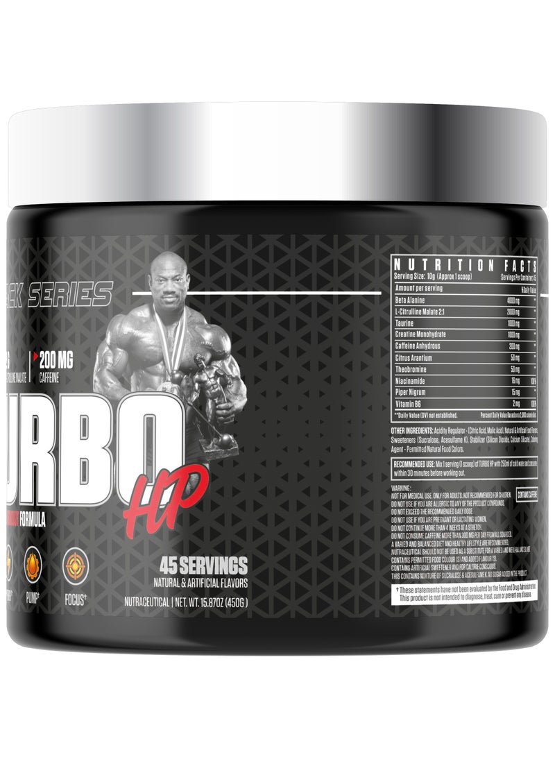 Dexter Jackson Black Series Turbo HP Pre Workout - Blood Orange, 450g (45 Servings) - Image 2