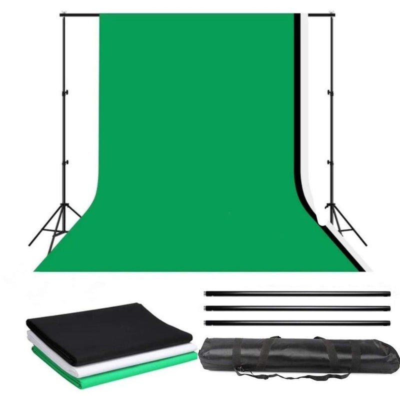 VTS Backdrop Stand Setup Photo Studio Black White Green Backdrop Chroma Key Screen Background for Indoor-Outdoor, Comercial, YouTube Photography - Image 1