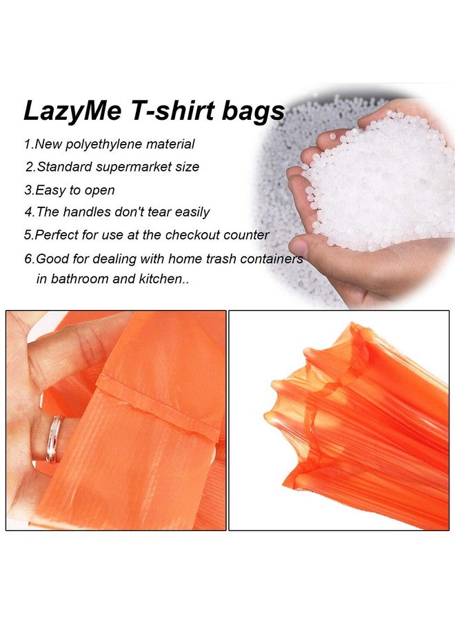 LazyMe LazyMe T Shirt Bags, Bolsas De Plastico Para Negocio, Plastic Grocery Bags with Handles Shopping Bags in Bulk Restaurant Bags, 12 x 20 inches (Lake Blue 50 Pcs, Orange 50 Pcs) - Image 5