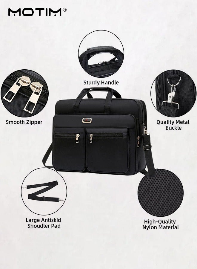 Motim 16 Inch Waterproof Laptop Bag Crossbody Business Briefcase, Oxford Messenger Shoulder Bag with Compartments, Expandable Computer Bag with Shoulder Strap Travel Computer Case for iPad, MacBook for Travel/Business - Image 2