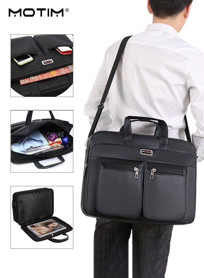 Motim 16 Inch Waterproof Laptop Bag Crossbody Business Briefcase, Oxford Messenger Shoulder Bag with Compartments, Expandable Computer Bag with Shoulder Strap Travel Computer Case for iPad, MacBook for Travel/Business - Image 1
