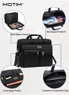 Motim 17 Inch Laptop Bag for Men, Business Messenger Bag with Compartments, Water-Proof Expandable Computer Bag Laptop Briefcase with Detachable Shoulder Strap for iPad, MacBookfor Travel/Business  - Image 3