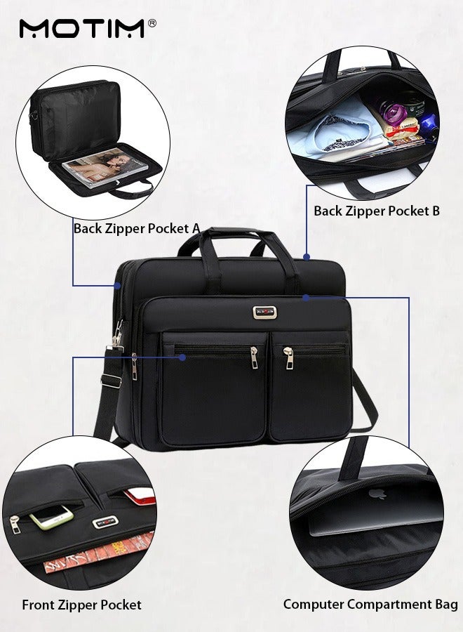 Motim 16 Inch Waterproof Laptop Bag Crossbody Business Briefcase, Oxford Messenger Shoulder Bag with Compartments, Expandable Computer Bag with Shoulder Strap Travel Computer Case for iPad, MacBook for Travel/Business - Image 3