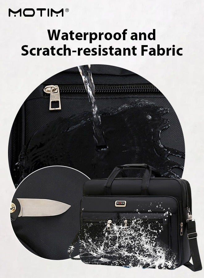 Motim 16 Inch Waterproof Laptop Bag Crossbody Business Briefcase, Oxford Messenger Shoulder Bag with Compartments, Expandable Computer Bag with Shoulder Strap Travel Computer Case for iPad, MacBook for Travel/Business - Image 4