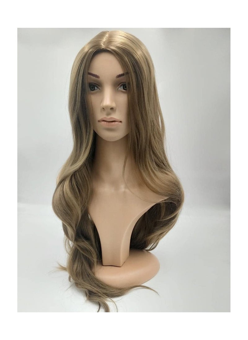 Estelle Long Loose Wavy Hair Wig Without Bangs, Heat Resistant  Fiber Curly Wigs for Women And Girls, For Both Daily And  Party , Dark Blond  - Image 2