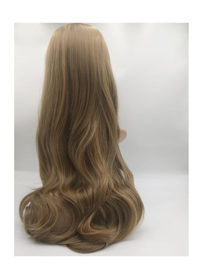 Estelle Long Loose Wavy Hair Wig Without Bangs, Heat Resistant  Fiber Curly Wigs for Women And Girls, For Both Daily And  Party , Dark Blond  - Image 3