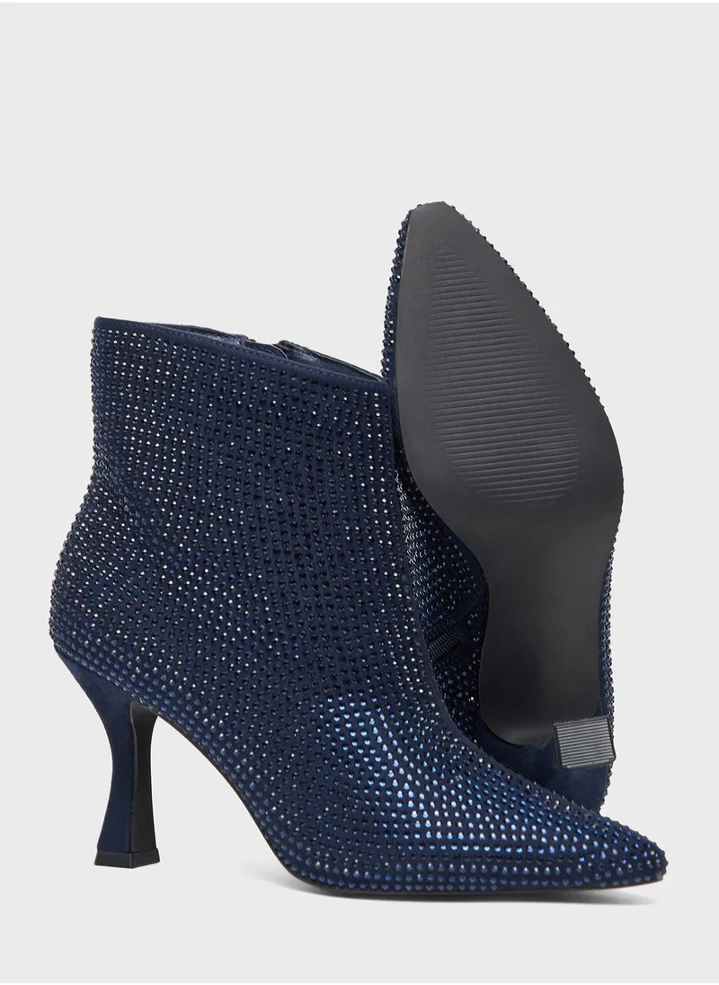 Celeste Pointed Toe Mid Heel Ankle Boots