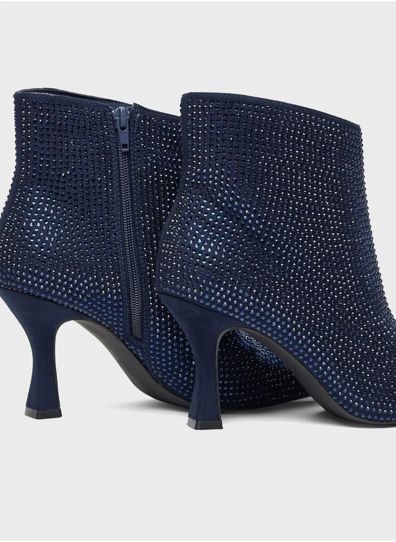 Celeste Pointed Toe Mid Heel Ankle Boots