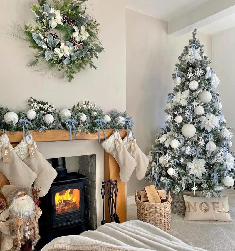 Utehilly Light Blue Vintage Velvet Bows Decorations Small Ornaments for Christmas Tree, Garland, Wreath, Door, Outdoor (24 Pcs, 5 * 7 Inch) - Image 5