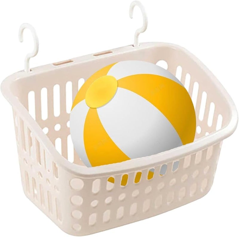 Beige Expandable Pool Basket Holder Portable For Laundry Bathroom Kitchen Garden - Image 2