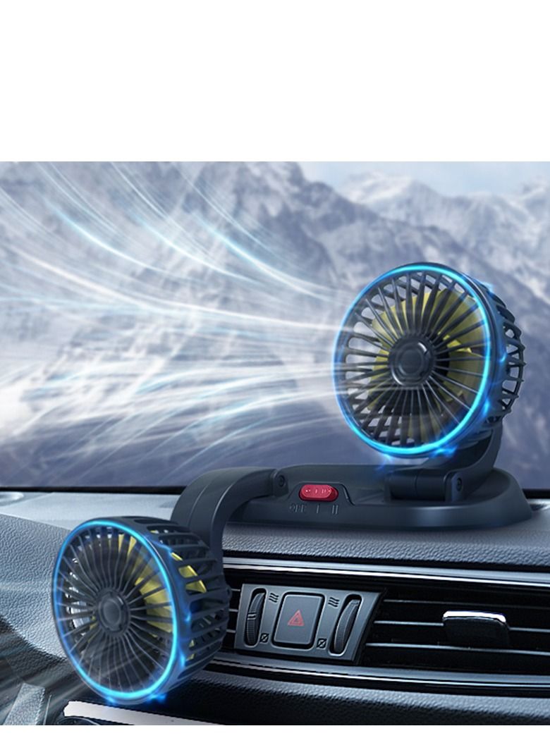 Sharpdo 360 Degree Rotation Dual Head Car Fan 12V Strong Silent Electric Fan for Gasoline Cars  - Image 4