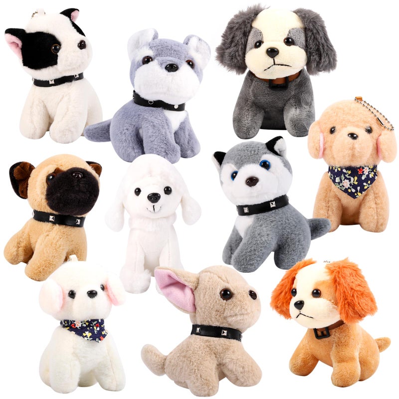 Niceup 10Pcs 45in Small Stuffed Animals Plush Puppies Bulk Adopt Dog Party Favors Cute Little Paw Pup Soft Plush Toys Doll for Pawty Birthday Goodie Bag Fillers Kids Class Easter Egg Basket Stuffer - Image 3