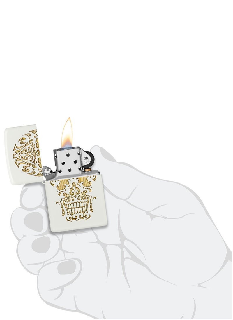 Zippo - 48710 214 Sugar Skull Design White Matte Windproof Lighter - Image 1