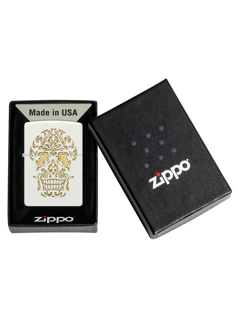 Zippo - 48710 214 Sugar Skull Design White Matte Windproof Lighter - Image 1