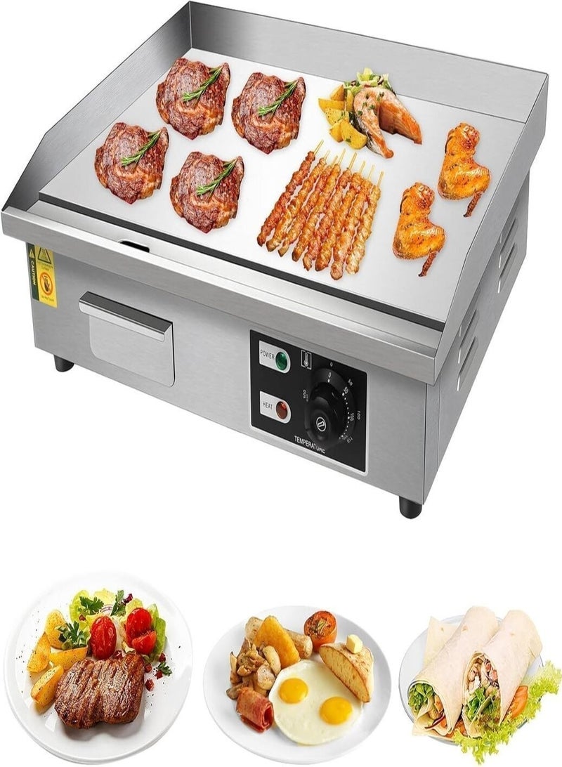 كيتسترون شواية كهربائية تجارية مسطحة السطح، صفيحة تسخين من الفولاذ المقاوم للصدأ، 2500 واط، تحكم حراري - Image 1