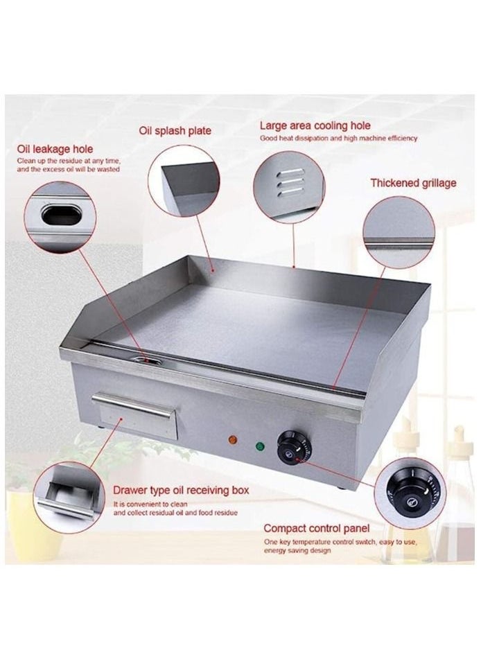 KitchTron - Commercial Electric Griddle Flat Top Grill Stainless Steel Hot Plate 3000W Thermostatic Control - Image 1