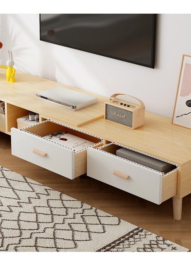 fashionhome - Multipurpose Modern Upgraded Design TV Table Retractable Length Television Cabinet Combination Set 15mm Thickness Wood Sheet Table Multicolor Living Room Home Furniture 120-198x40x50 Centimeter - Image 1