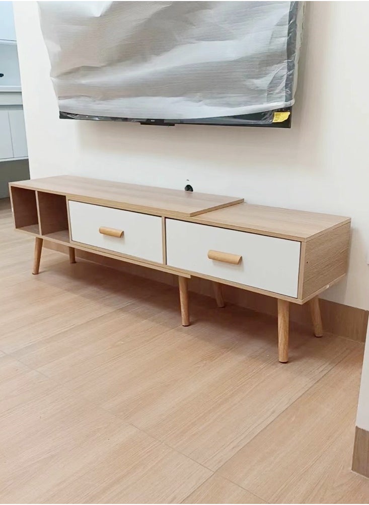 fashionhome - Multipurpose Modern Upgraded Design TV Table Retractable Length Television Cabinet Combination Set 15mm Thickness Wood Sheet Table Multicolor Living Room Home Furniture 120-198x40x50 Centimeter - Image 1