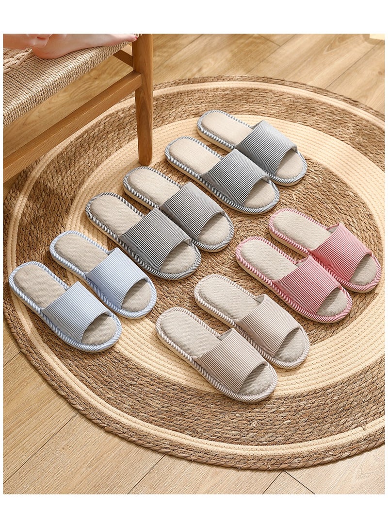 VIDSID Slippers for Women Men Linen Slippers Open Toe House Shoes Summer Sandals for Indoor Outdoor(Light Blue 42/43） - Image 3
