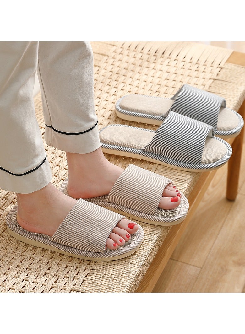 VIDSID Slippers for Women Men Linen Slippers Open Toe House Shoes Summer Sandals for Indoor Outdoor(Light Blue 42/43） - Image 5