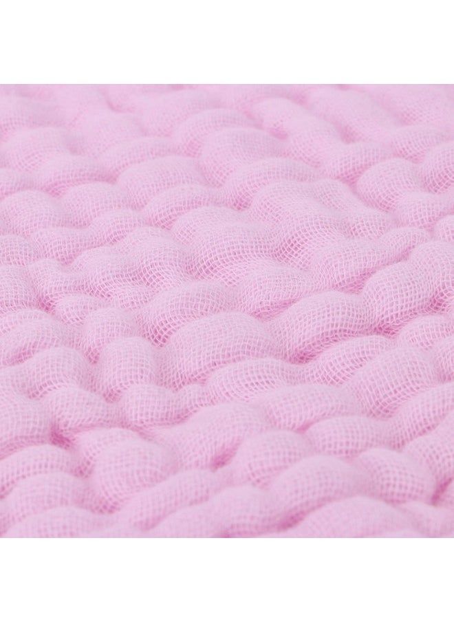 MOM'S HOME Baby Super Soft Absorbent Muslin 6 Layer Wash Towel- 100X100 Cm - (0-3 Years)- Pink  - Image 3