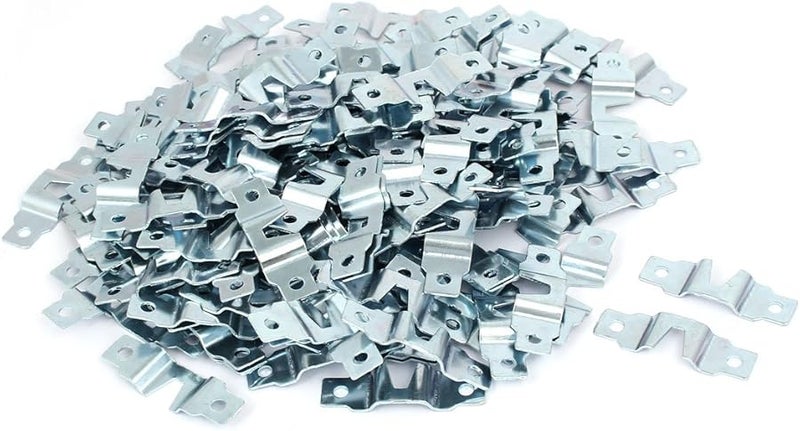 Silver Blue Picture Hangers 200pcs Double Hole Hook 50mmx15mmx5mm for Photo Frames Screws Fasteners - Image 1