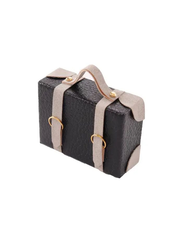 Black Miniature Suitcase And Briefcase Dollhouse Accessory Handmade Gift - Image 1