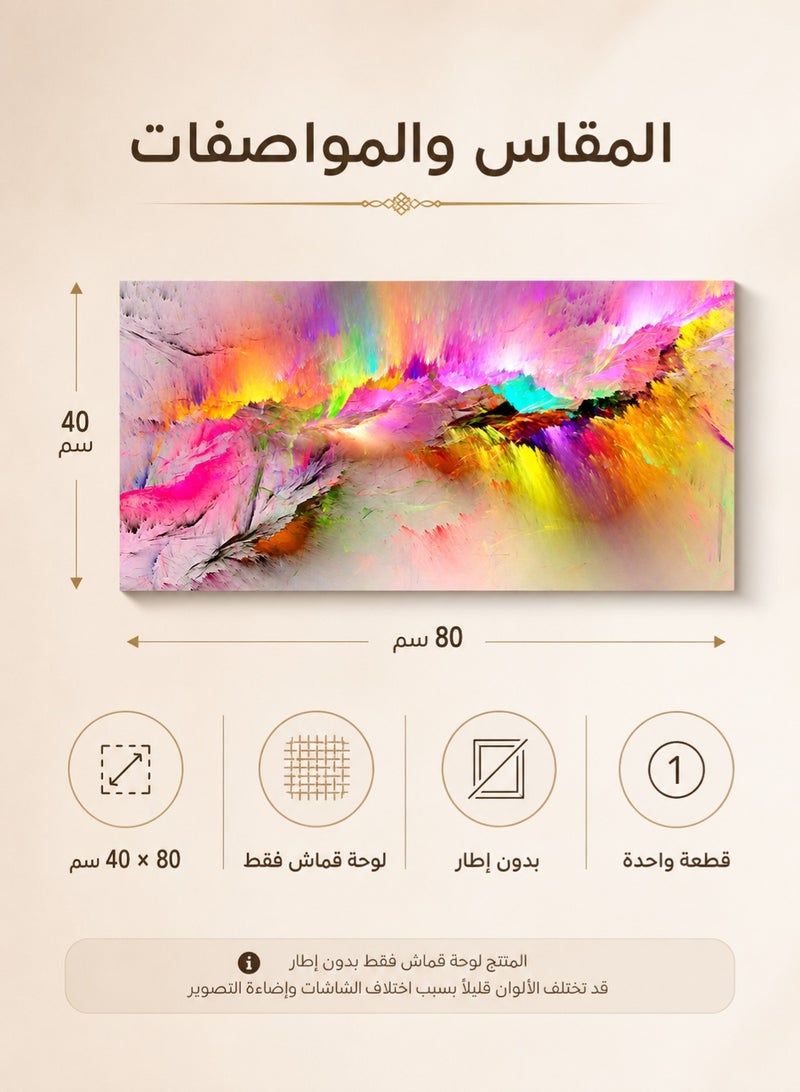 لوحة فنية جدارية قماشية تجريدية، بدون إطار، بأسلوب الرسم الزيتي، ألوان زاهية، 80x40 سم، ديكور غرفة المعيشة - Image 1