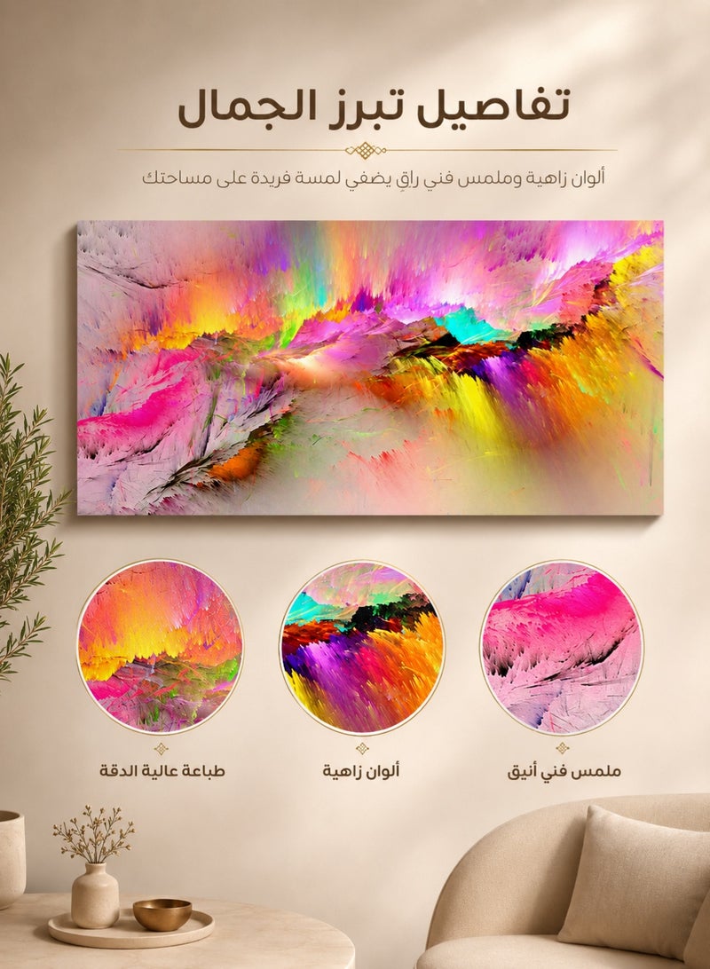 لوحة فنية جدارية قماشية تجريدية، بدون إطار، بأسلوب الرسم الزيتي، ألوان زاهية، 80x40 سم، ديكور غرفة المعيشة - Image 3