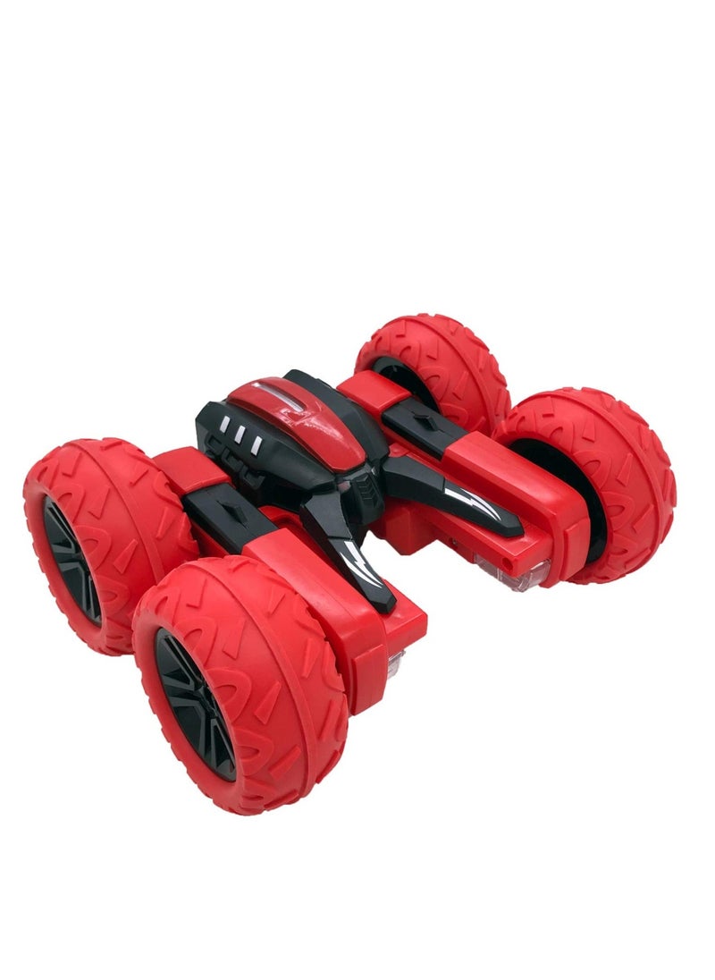 YelaJoy - Remote Control Rotating Stunt Car Open Flower RC Car Toy with Light Double-sided Driving 360 Degree Flip Rotating Toy Car Red - Image 1